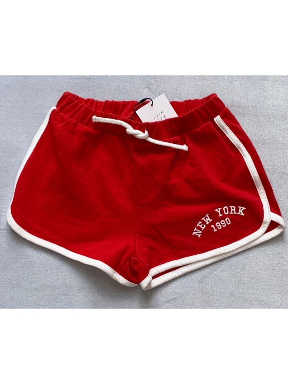 Zara girls red white shorts NEW YORK 1990 retro style 7 NWT 122cm elastic